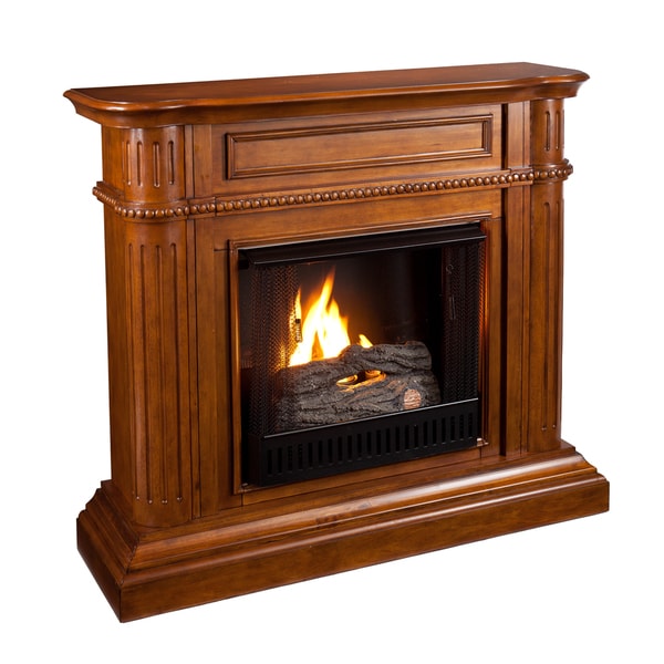 Jocelin Walnut Gel Fuel Fireplace - Bed Bath & Beyond - 20881584