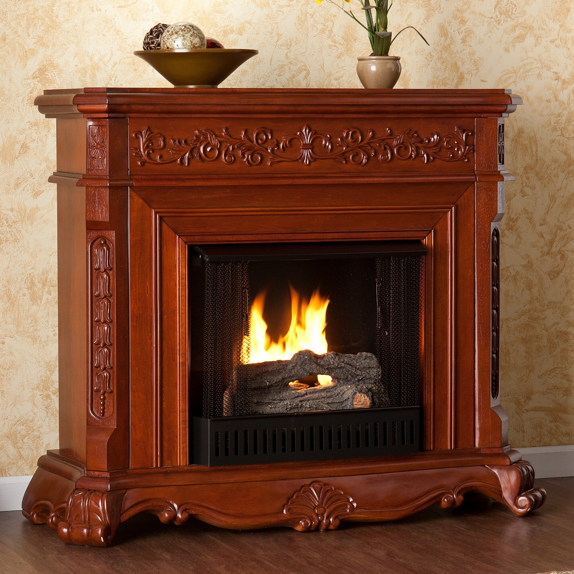 Burke Mahogany Gel Fuel Fireplace Bed Bath Beyond 7323071
