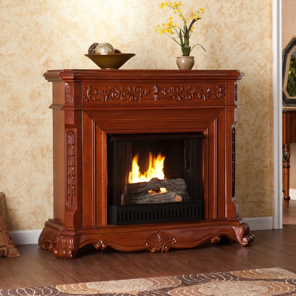 Shop Burke Mahogany Gel Fuel Fireplace Free Shipping Today