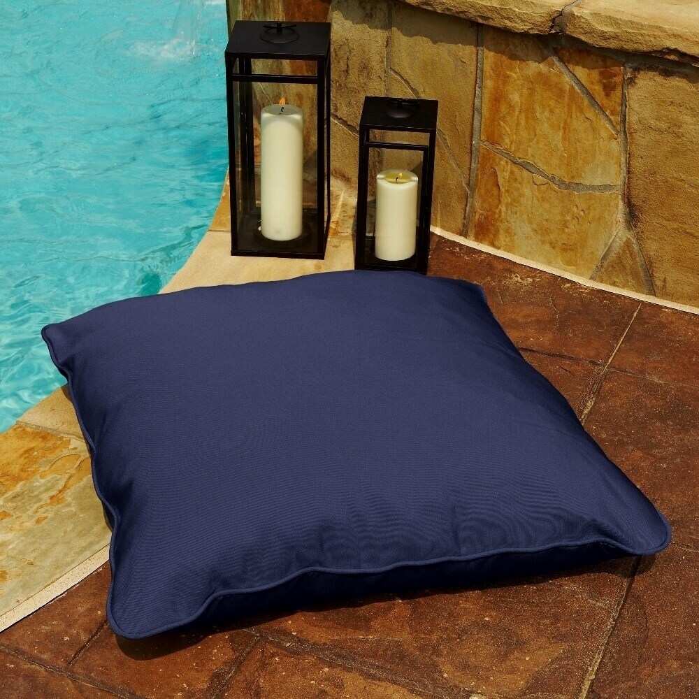 Clara Navy 26 Inch Square Indoor Outdoor Sunbrella Floor Clara Navy 26 Inch Square Indoor