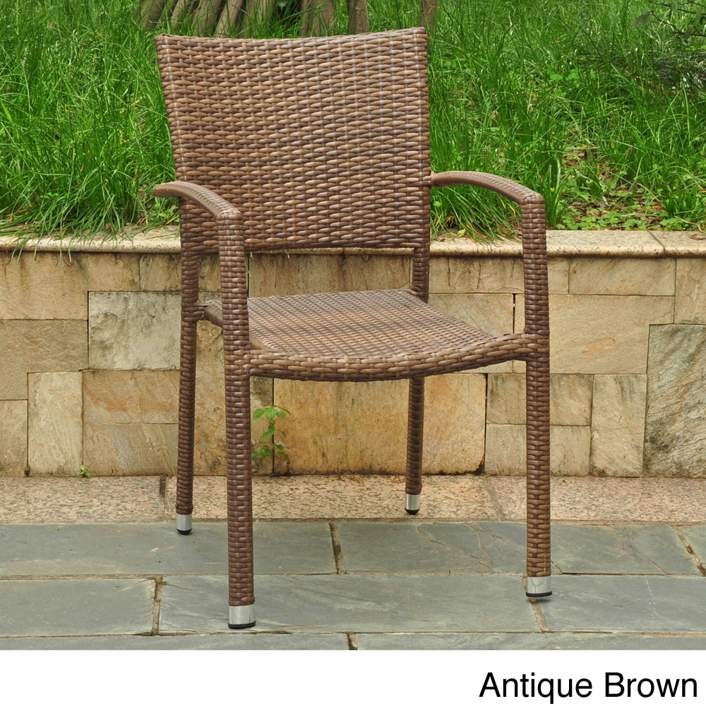 International Caravan Barcelona Resin Wicker/aluminum Outdoor Dining Chairs (set Of 2)