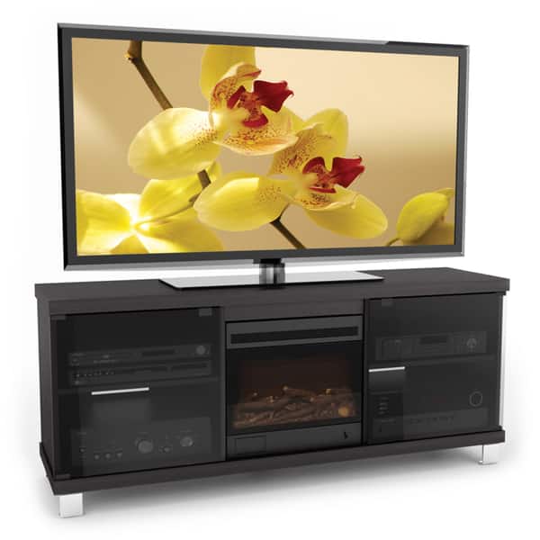 Shop Sonax Holland Collection Wood Ravenwood Black Fireplace 60 Inch Entertainment Center Free Shipping Today Overstock 7324553