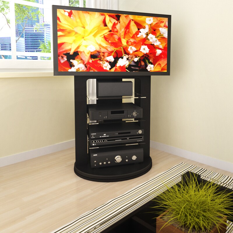 Sonax Zurich Wood Midnight Black 52-inch TV Mount with Swivel Base