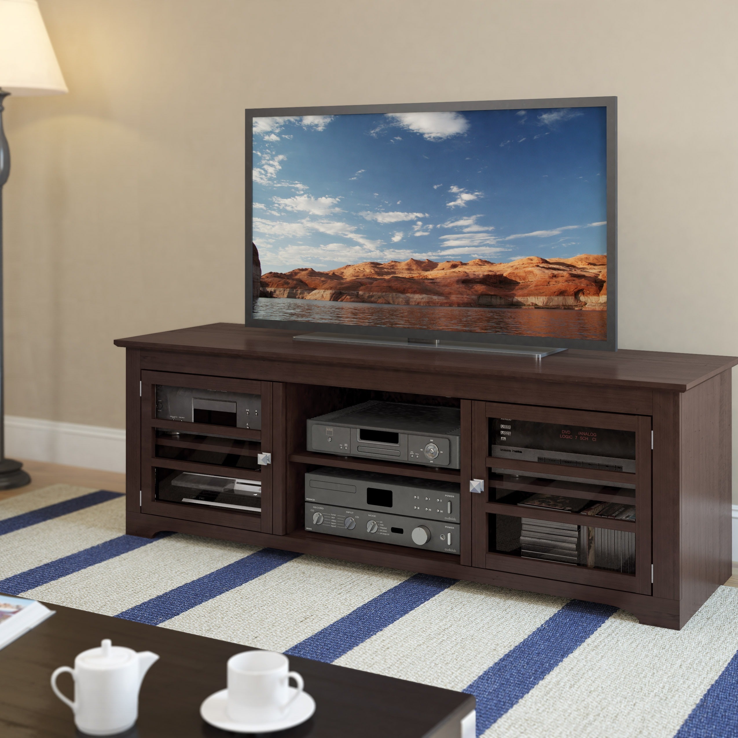 Sonax West Lake Wood Dark Espresso 60 inch Entertainment Center See