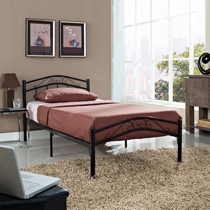 Modway Townhouse Modern Farmhouse Metal Twin Platform Bed in Black