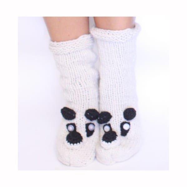 Cream Wool Panda Socks (Nepal) Women's Shoes & Socks