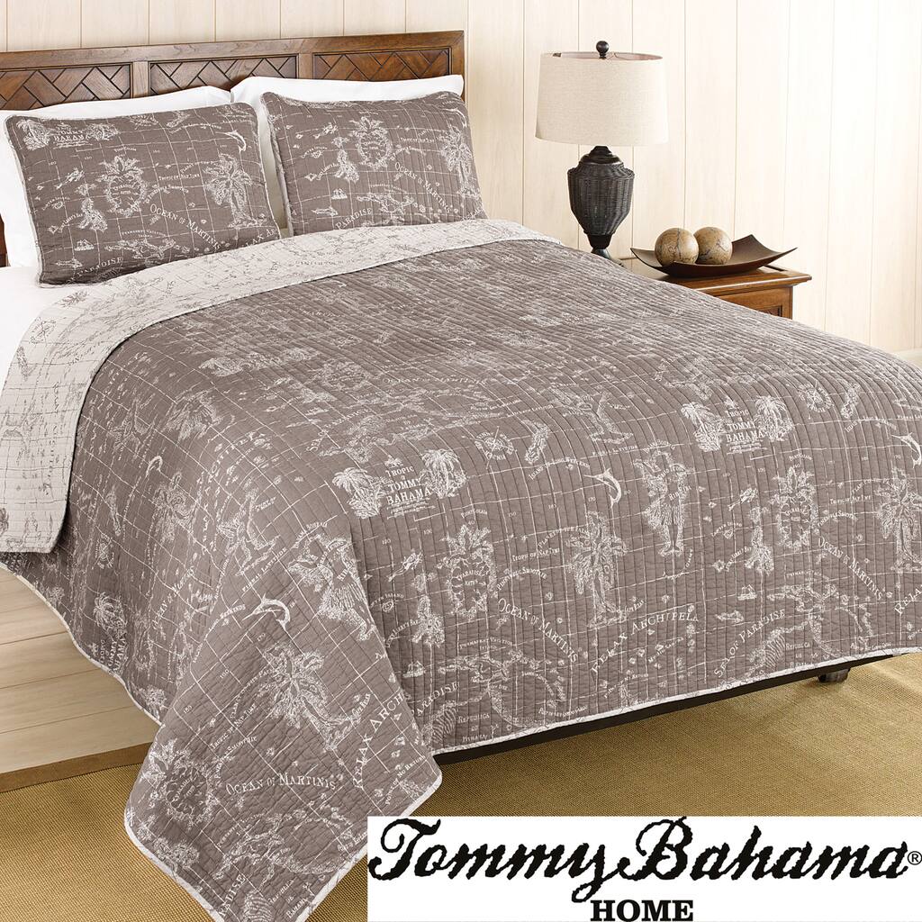 Tommy Bahama Map Print 3-piece Quilt Set