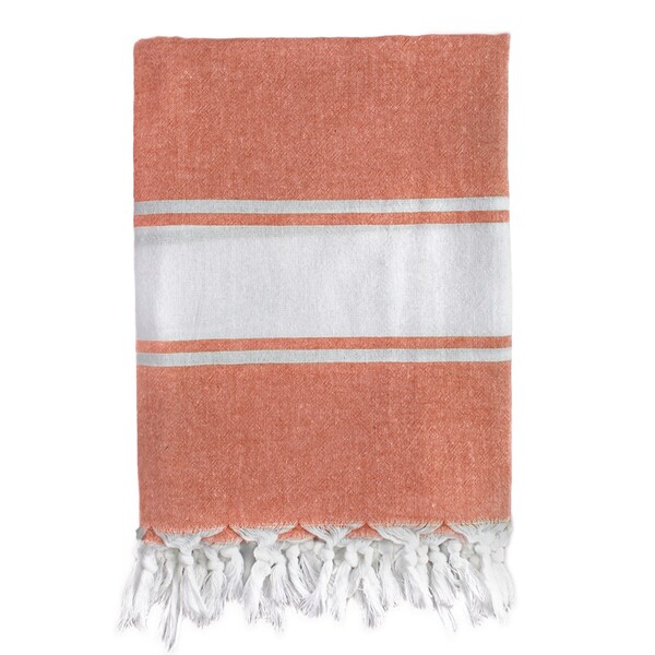 Classic Orange Stripe Turkish Fouta Bath/ Beach Towel - Free Shipping ...