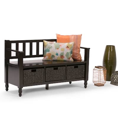 WYNDENHALL Bradwick SOLID WOOD 48 inch Wide Transitional Entryway Storage Bench in Dark Exeter Brown - 48 W x 18 D x 30 H