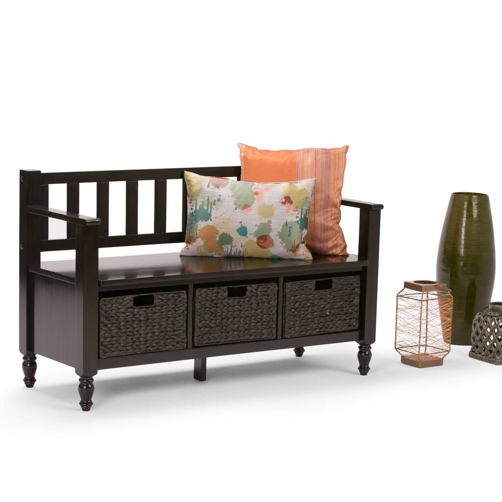 WYNDENHALL Bradwick SOLID WOOD 48 inch Wide Transitional Entryway Storage Bench in Dark Exeter Brown - 48 W x 18 D x 30 H