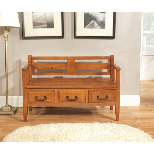 WYNDENHALL Country Road Light Avalon Brown Entryway Storage Bench with Drawers Free Shipping