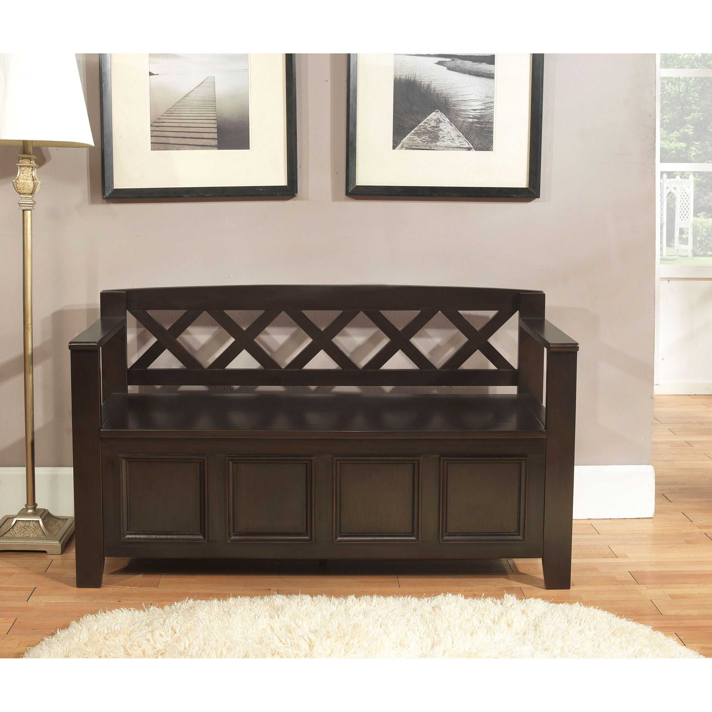 Halifax Dark American Brown Entryway Storage Bench