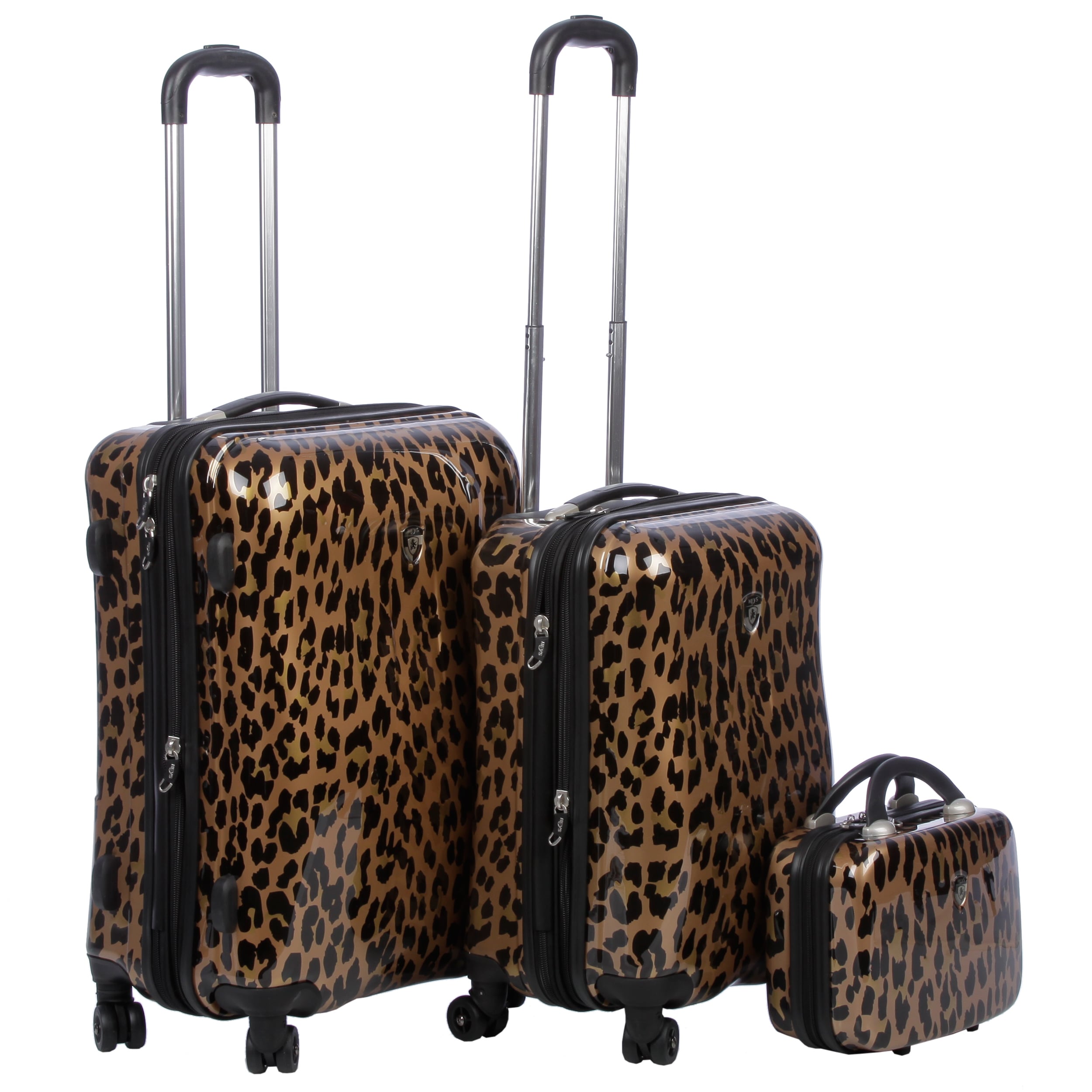 Heys USA Metallic Leopard 3 piece Hardside Spinner Luggage Set