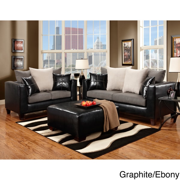 Furniture of America Riza 2 Piece Contemporary Sofa Loveseat Set Furniture of America Sofas & Loveseats