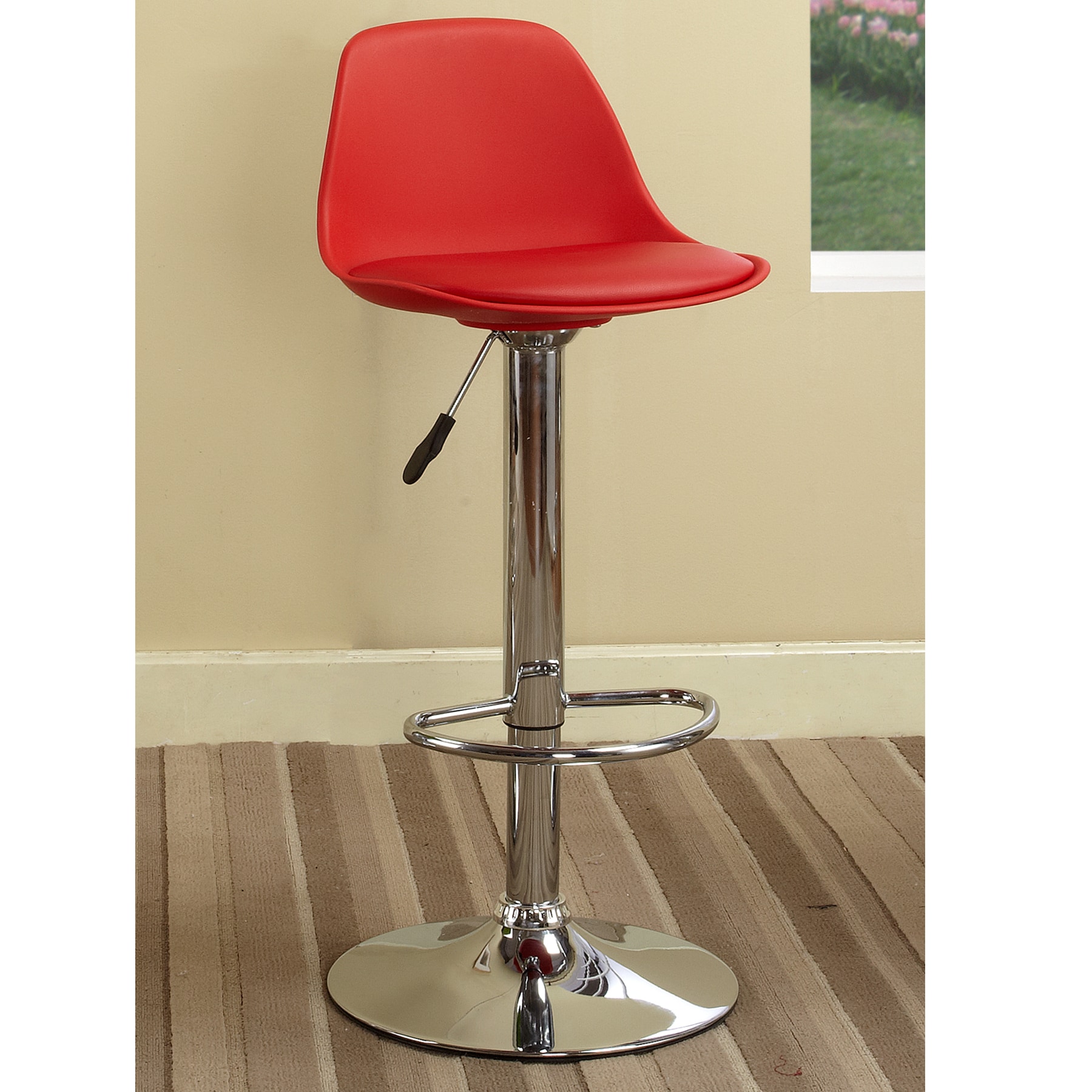 Kb Red Vinyl Chrome Finish 42 Inch Adjustable Bar Stool Overstock 7326987