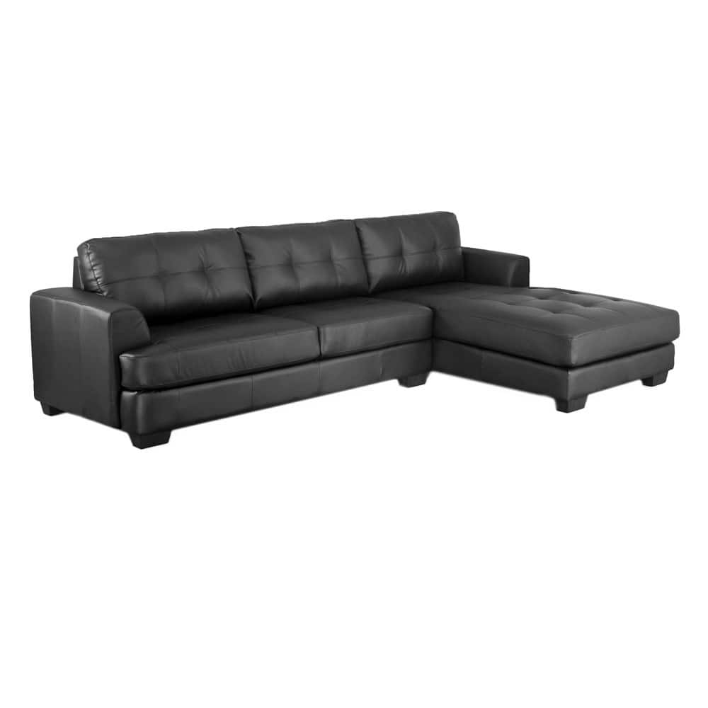 Dobson Black Leather Modern Sectional Sofa