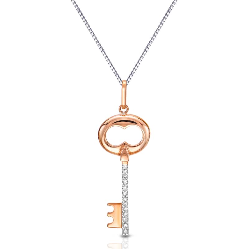 Auriya 14k Rose Gold Diamond Accent Key Pendant (H-I, I1-I2)