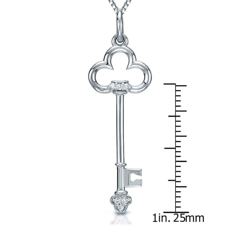 Auriya 14k Gold Diamond Accent Clover Key Pendant (H-I, I1-I2)