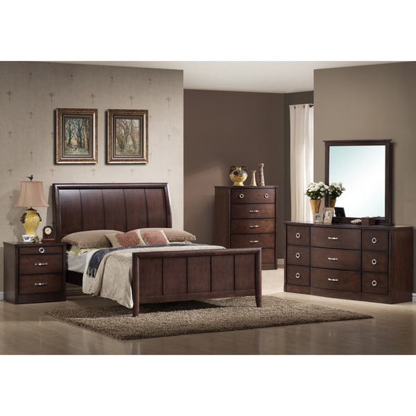 Argonne King 5 piece Dark Brown Wooden Bedroom Set Baxton Studio Bedroom Sets