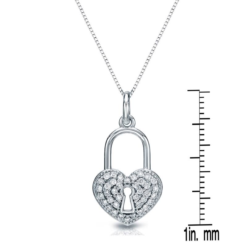 Auriya 14k Gold 2/5ct TDW Diamond Heart Lock Pendant Necklace (H-I, I1-I2)