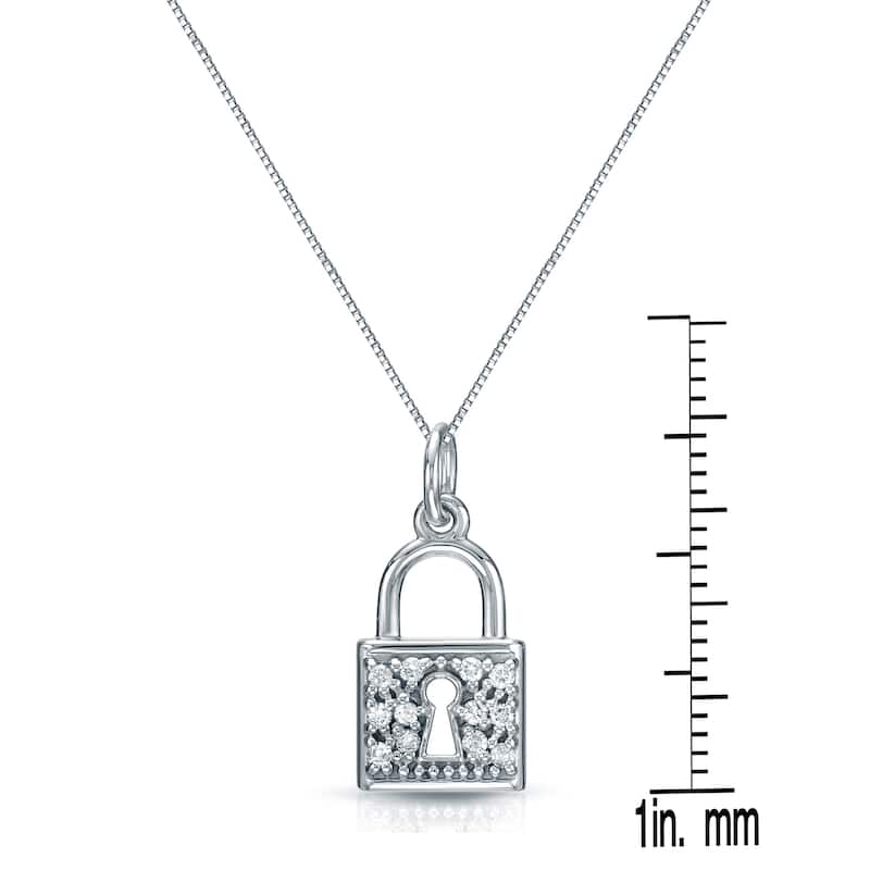 Auriya 14k Gold 1/6ct TDW Diamond Lock Necklace (H-I, I1-I2)