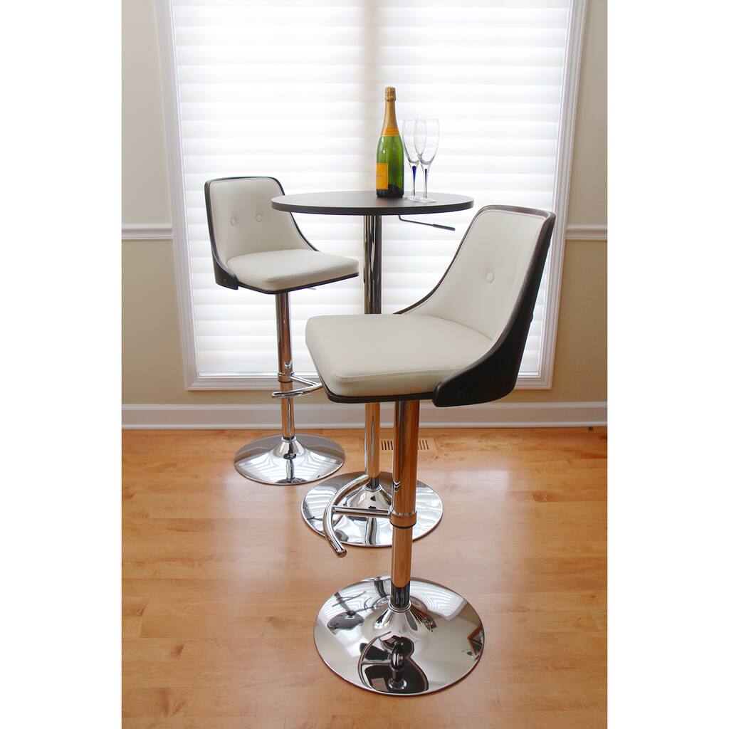 Nueva Mid-century Modern Wenge Wood Adjustable Barstool
