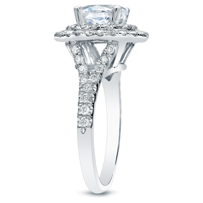 Auriya 14k White Gold 1 5/8ctw Double Halo Diamond Engagement Ring
