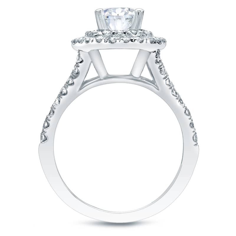 Auriya 14k White Gold 1 5/8ctw Double Halo Diamond Engagement Ring