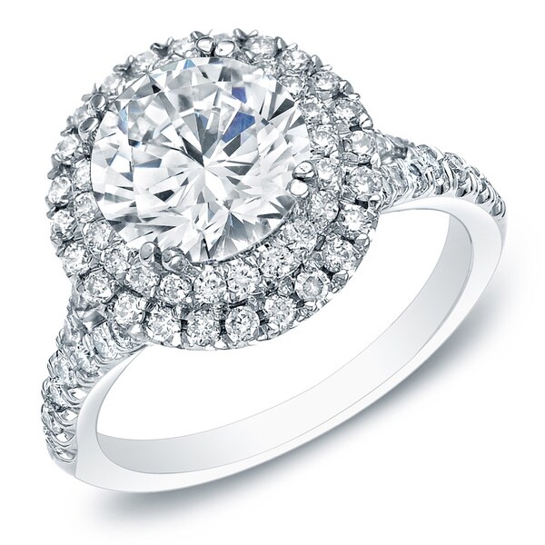 Auriya 14k White Gold 1 5/8ct TDW Double Halo Diamond Engagement Ring