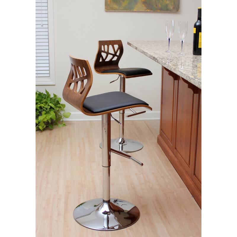 Carson Carrington Sala Mid-Century Modern Walnut Wood Adjustable Barstool - N/A