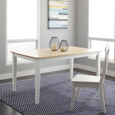 Simple Living Large Shaker Dining Table in White and Natural