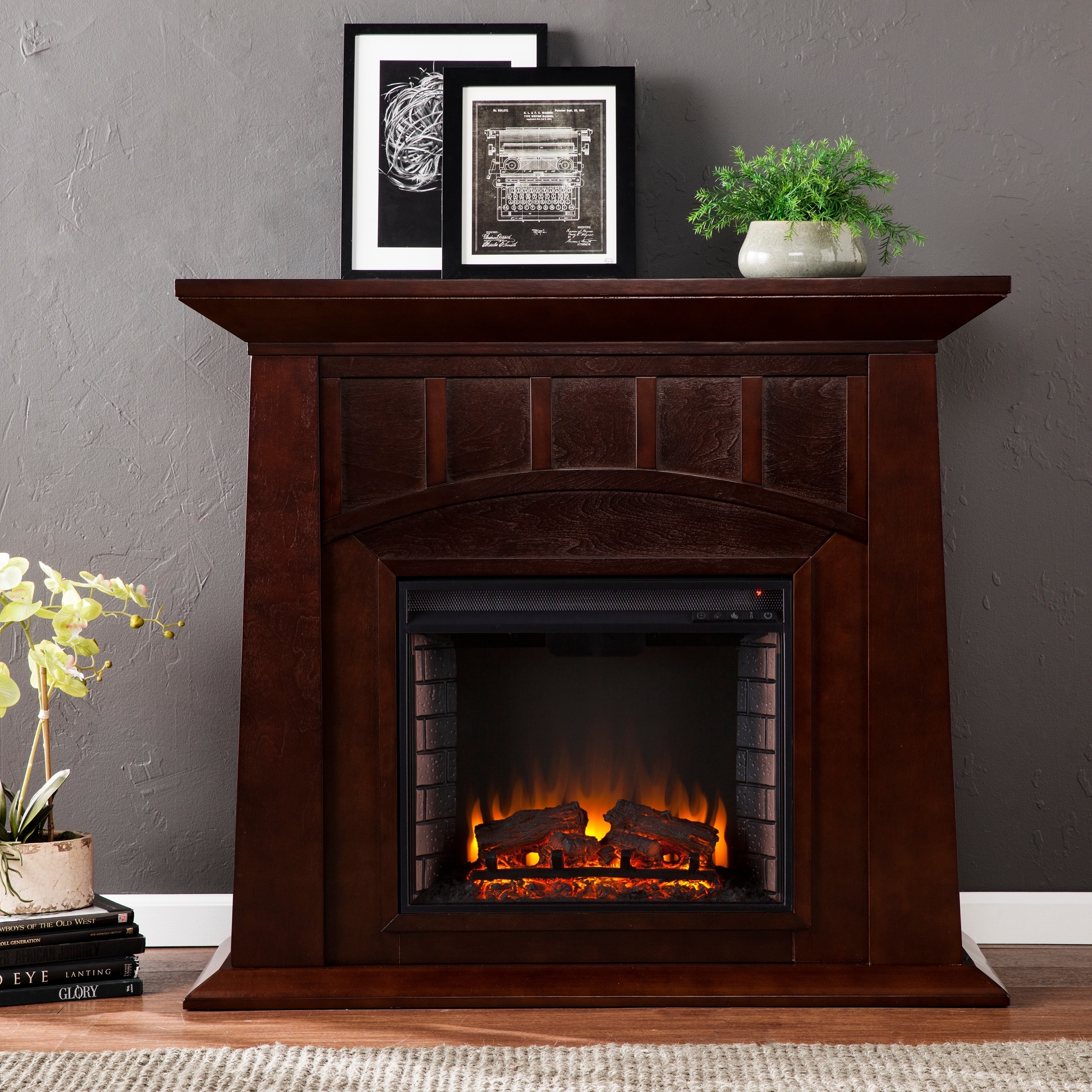 Shop Harper Blvd Bayard Espresso Electric Fireplace - Free ...