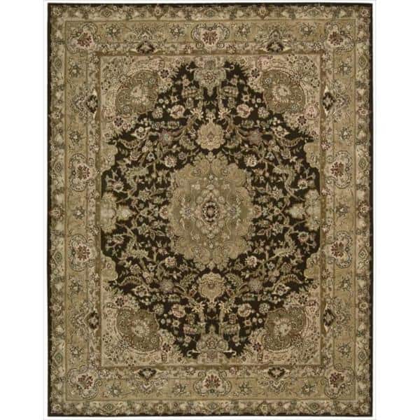 Nourison Hand-tufted Traditional Persian Wool Silk Area Rug - 8'6" x 11'6" - Chocolate - Runner/Rectangle