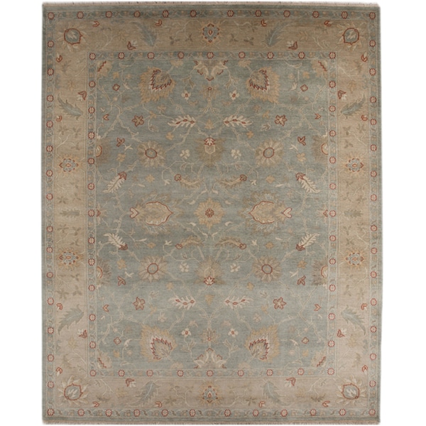 Hand-knotted Oriental Sea Blue Wool Area Rug (9' x 12')
