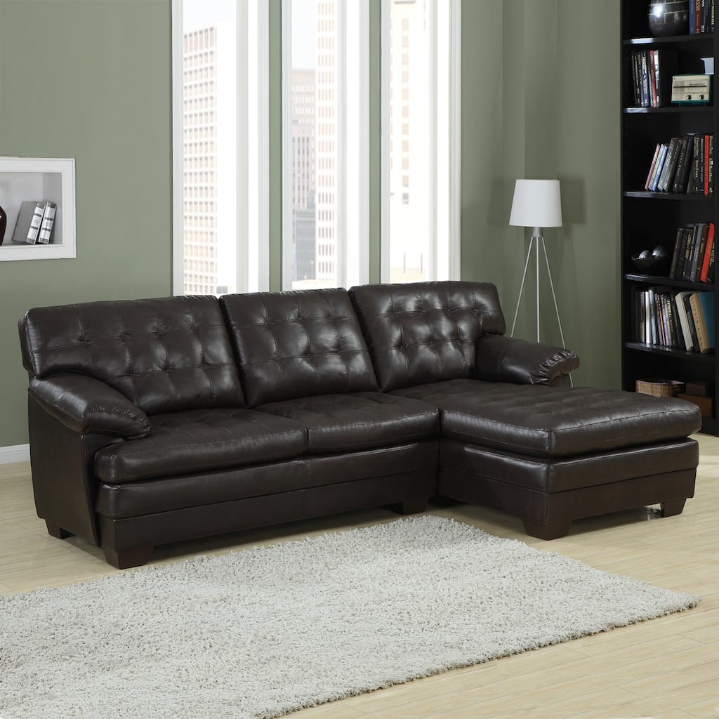 Delphine Dark Brown Bonded Leather Sectional by TRIBECCA HOME