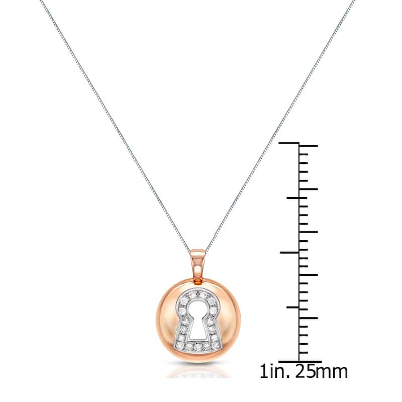 Auriya 14k Rose Gold Accent Diamond Lock Pendant (H-I, I1-I2)