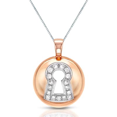 Auriya 14k Rose Gold Accent Diamond Lock Pendant (H-I, I1-I2)