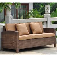 International Caravan Barcelona Resin Wicker/Aluminum Outdoor Sofa with Cushions and Throw Pillows