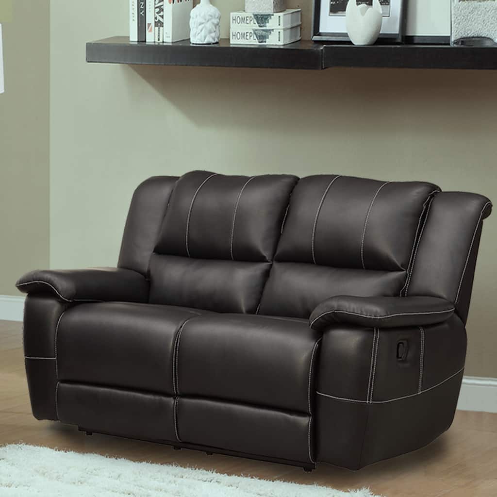 Griffin Black Bonded Leather Oversized Double Recliner Loveseat by TRIBECCA HOME