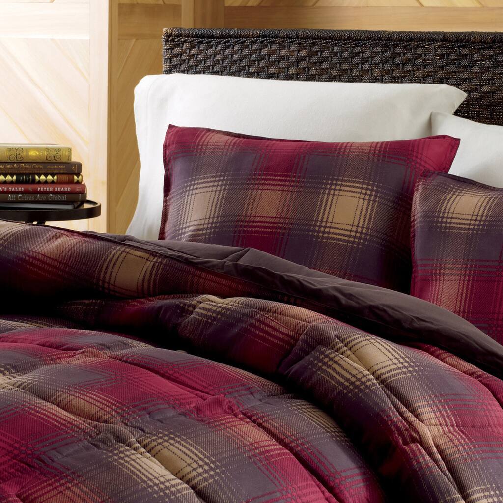 Eddie Bauer Nordic Plaid Red Down Alternative 3-piece Comforter Set