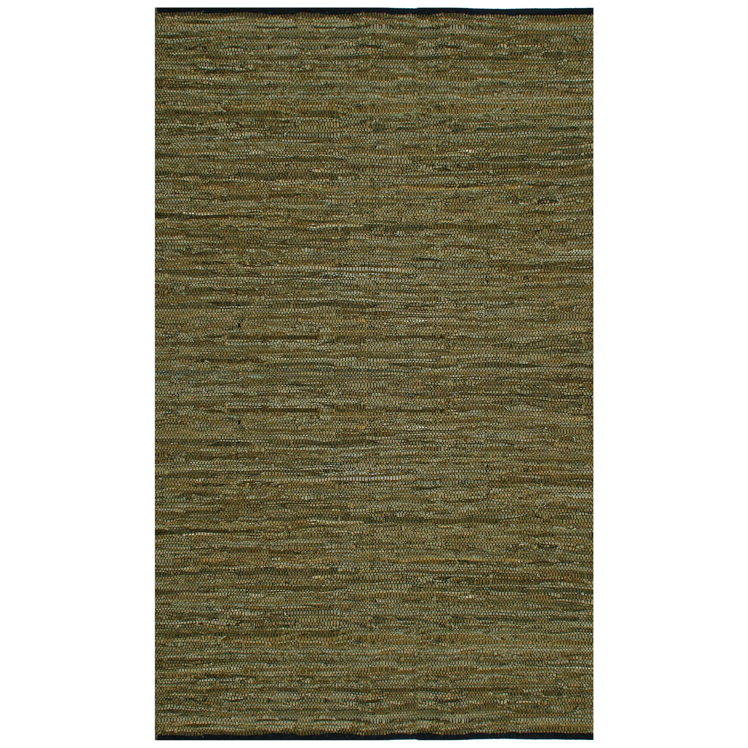 Hand woven Matador Green Leather Rug (9 X 12)