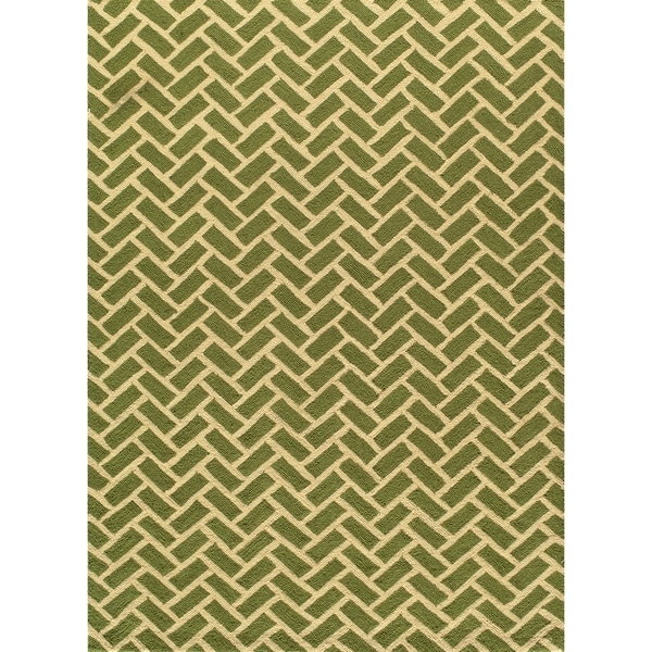 Hand hooked Cozumel Tile Green Polyester Rug   Shopping