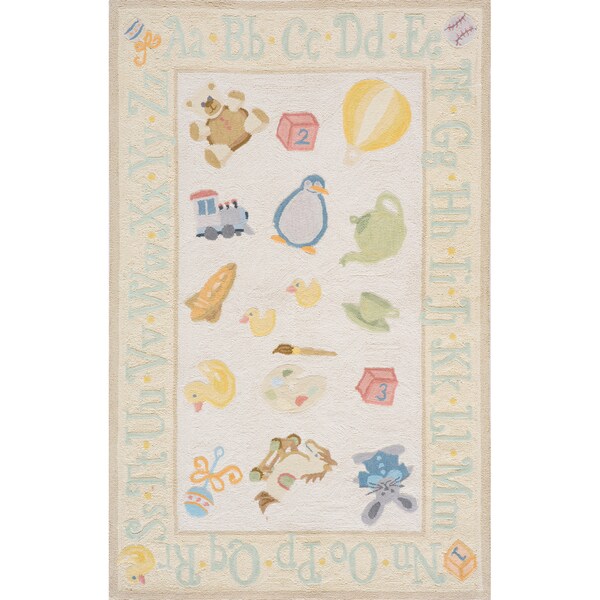 Momeni Lil Mo Classic Pale Yellow Classic Toys Hand-Hooked Cotton Rug (2' X 3')