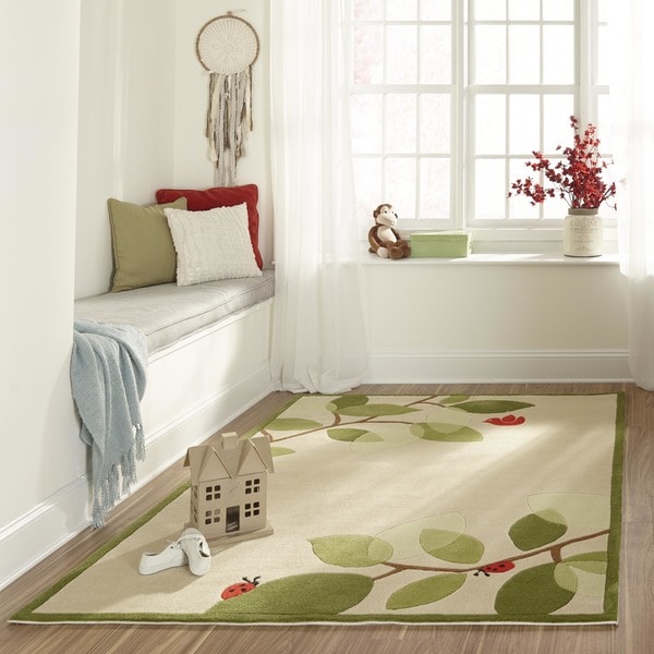 Momeni Lil Mo Whimsy Ivory Modern Birdie Hand-Tufted and Hand-Carved Rug (2' X 3')