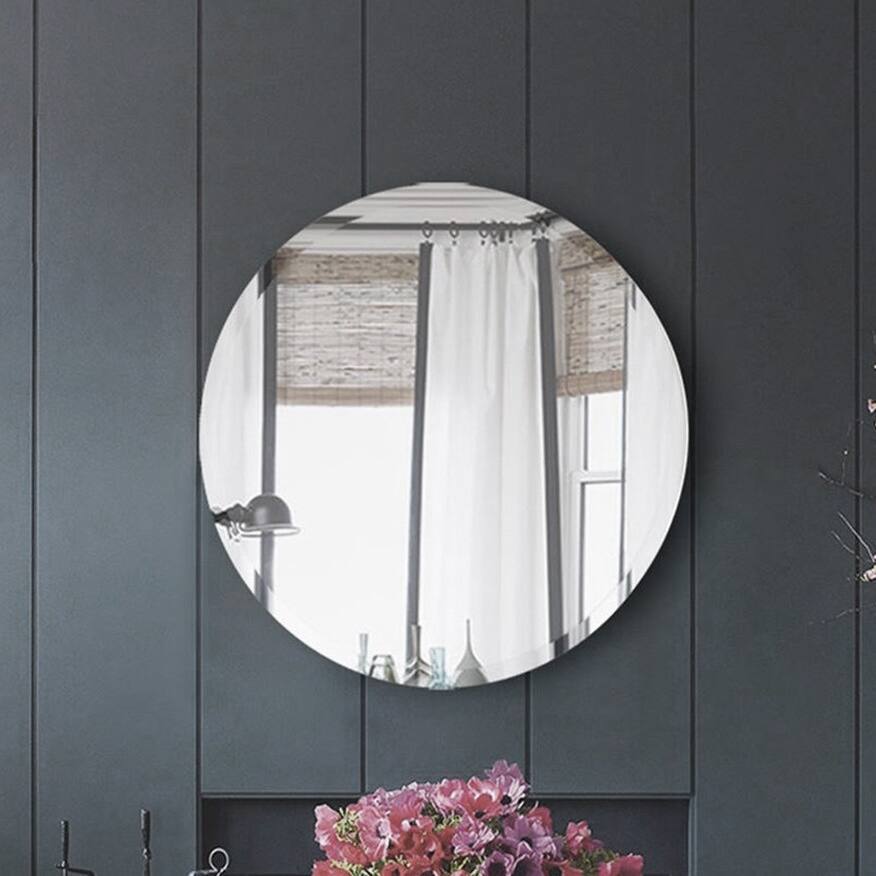 Silver Orchid Beavers Frameless Beveled 30-inch Round Wall Mirror