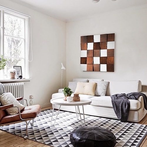 Walnut Veneer Panels Square Mirror