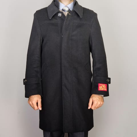 Men's Black Wool/ Cashmere Blend Modern Coat