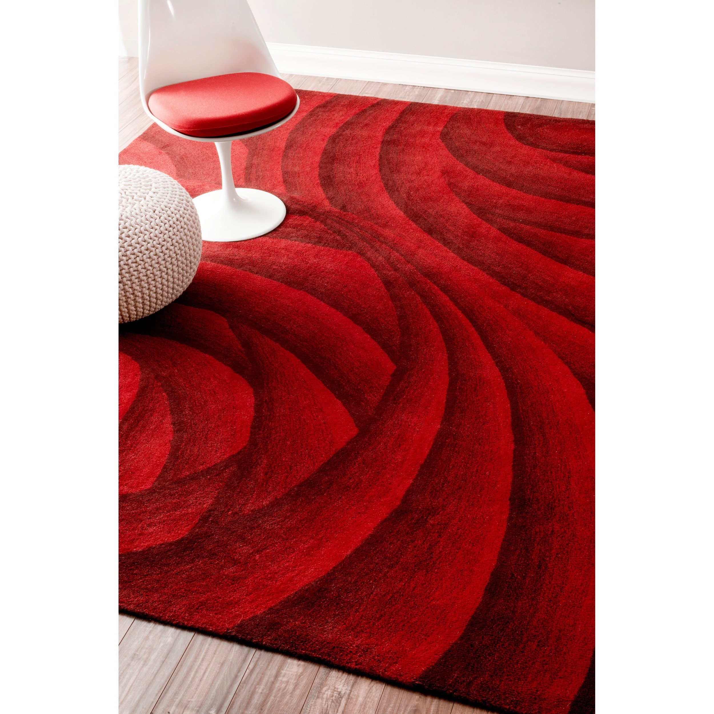 Nuloom Handmade Swirls Red New Zealand Wool Rug (76 X 96)