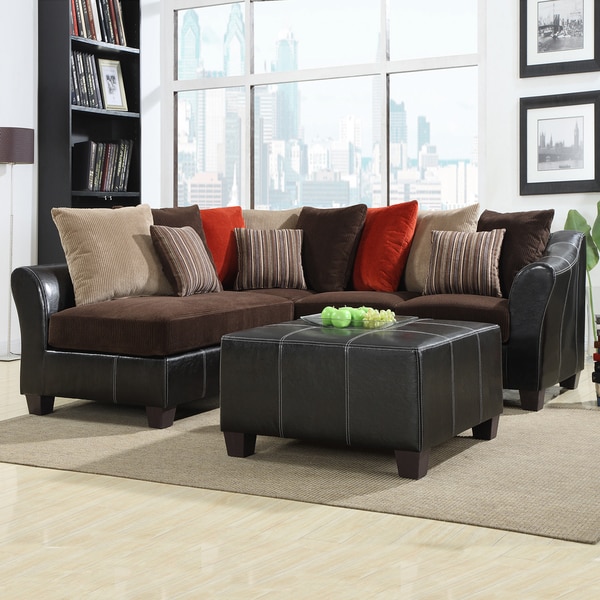 Morena Corduroy/ Vinyl Sectional Set