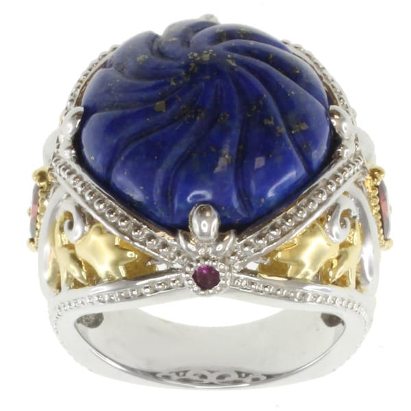 Michael Valitutti Two Tone Lapis, Garnet and Ruby Ring Michael Valitutti Gemstone Rings